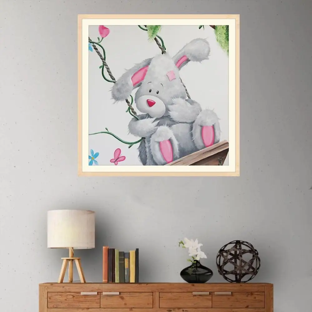 Полный квадрат дрель 5D DIY Алмазная картина мультфильм Радуга вышивка с медведем
