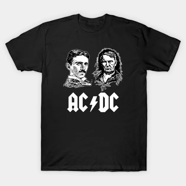 Прямые Продажи тройники homme Одежда Печати Хлопок короткий О шеи AC Тесла Эдисон