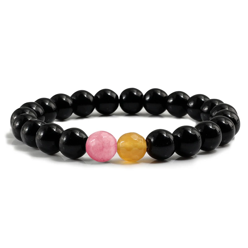 Натуральный камень кристалл граненые бусины браслет и черная лава белая сосна