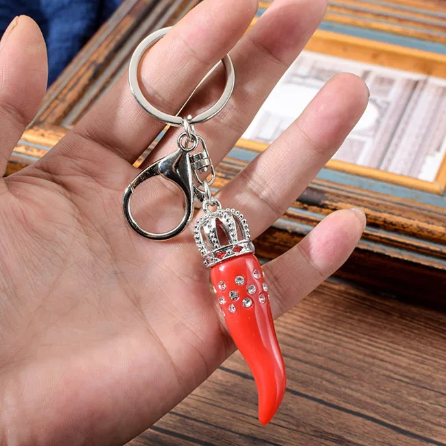 Chilli Chain Italy Paprika Keychain Cubic Zirconia Red Chilli Key Chain For Women Bag Charm Keyring Cute Chilli Keychain For Girl Friend - Цвет: Chilli Chain