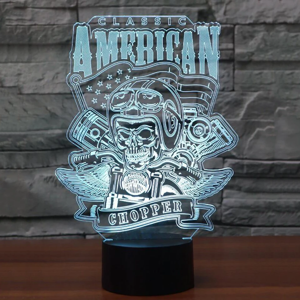 Светодиодный домашний декор 7 цветов меняющая цвет мотоциклетный моделирующий 3D