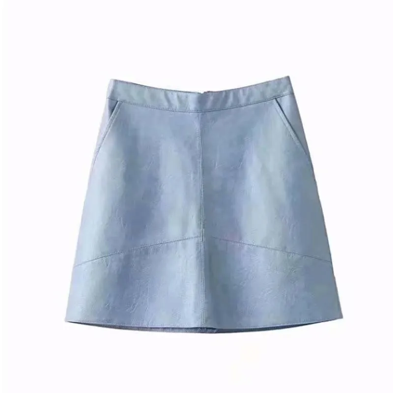 

Women's Skirt 2019 Summer High Waist PU Faux Leather Mini Skirt Zipper Ladies Pencil Skirt Casual Solid Leather Skirt For Women
