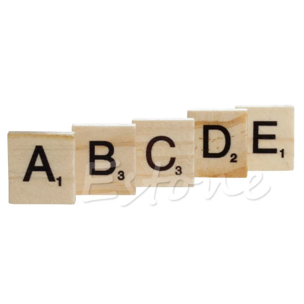 Деревянная алфавитная плитка 100 черные буквы и фотодерево новинка|wooden alphabet scrabble