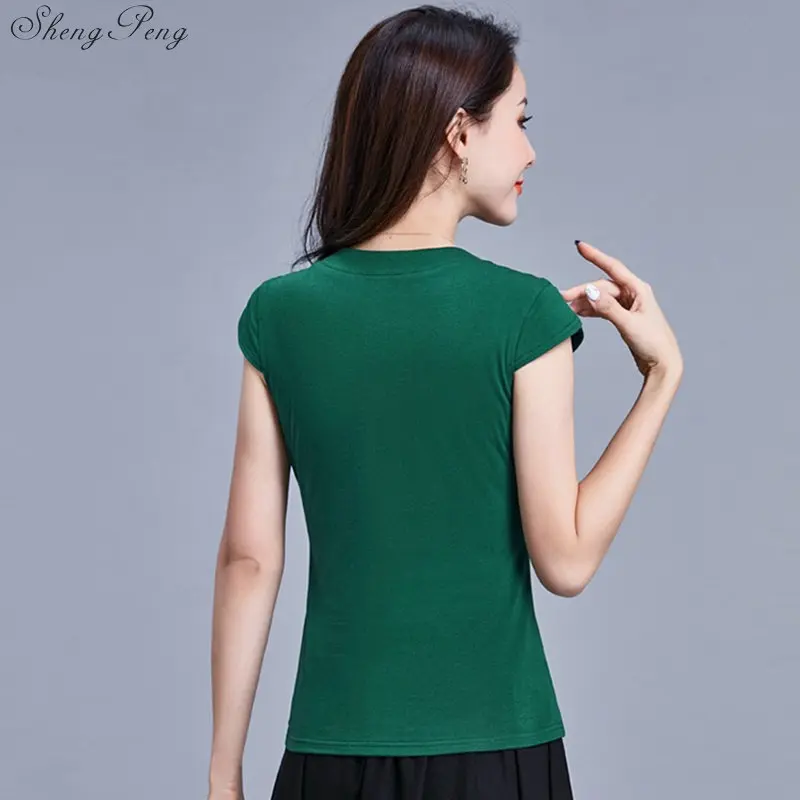 

Chinese Clothes Tops Traditional Style Cheongsam Tops Qipao Summer Short Jacquard Cotton Tang Costume Vetement Shirt G122