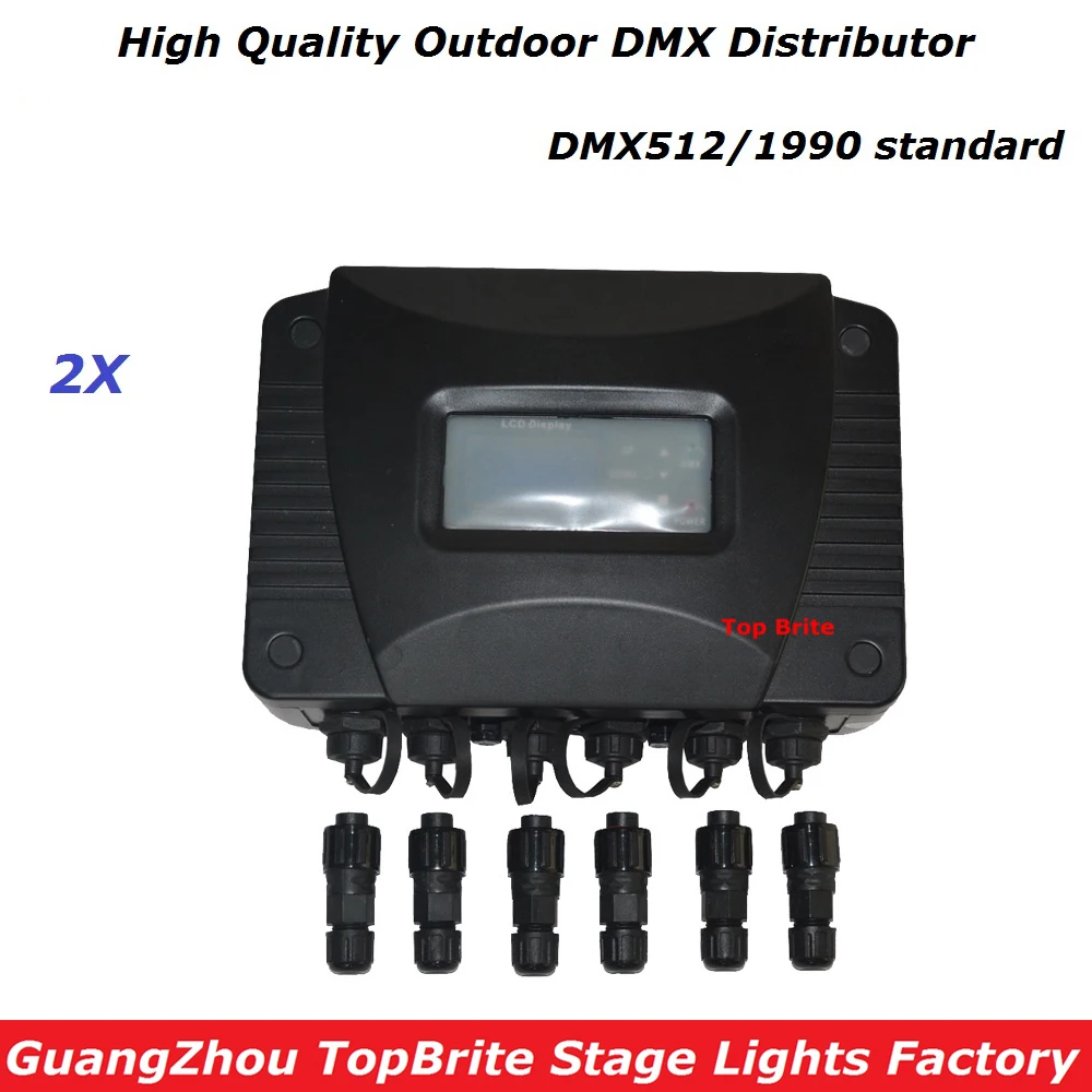

Free Shipping 2XLot New Outdoor Waterproof DMX Distributor Stage Lights Signal Amplifier Splitter DJ Disco Lighting Equipments
