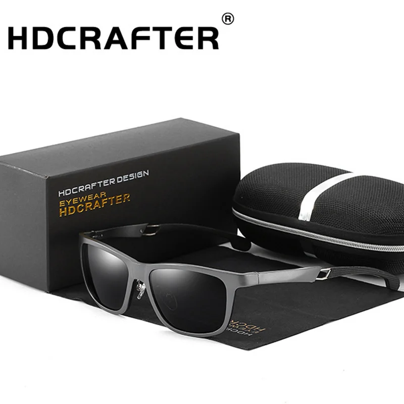 

HDCRAFTER Men Vintage Aluminum Square Polarized Sunglasses Classic Brand Sun glasses Coating Lens Driving Shades For Men/Wome