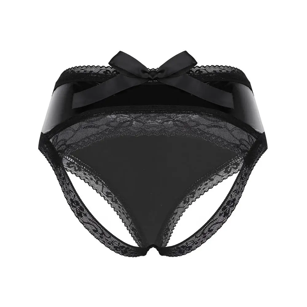 Женские кружевные трусы бикини YiZYiF нижнее белье из искусственной кожи с низкой