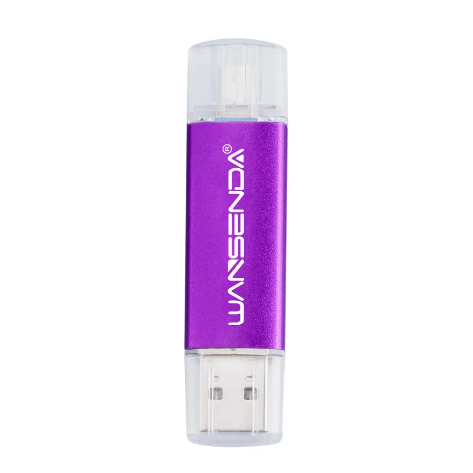 Фиолетовый WANSENDA, OTG, Android, USB флеш-накопитель, Usb 2,0, флеш-накопитель, 256 ГБ, 128 ГБ, 64 ГБ, 32 ГБ, 16 ГБ, 8 ГБ, 4 Гб, флешка, карта памяти, 2 в 1, USB флешка - Цвет: Фиолетовый