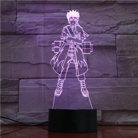 7 Colors Change 3D Led Visual Naruto Modelling Anime Figure Night Light Kid Touch Button Usb Table Lamp Home Decor Lighting Gift | Лампы и