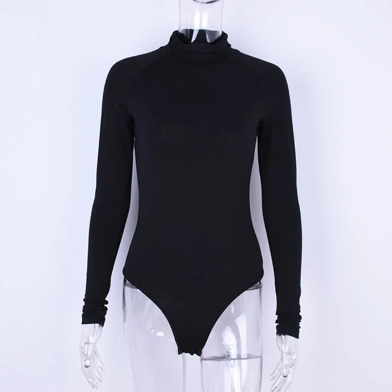 Длинные рукава Черный Серый Хлопок пикантные весна-осень bodycon одна часть тела mujer боди женщин органов дамы уличная топы