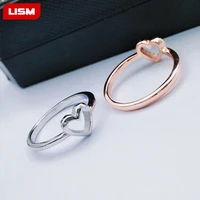 girls party simple design new fashion jewelry thin rose gold color heart shaped wedding rings for women elegant ring