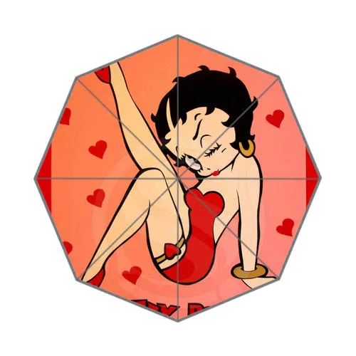 Горячая на заказ Betty Boop Лучший милый, симпатичный дизайн Портативный Модный стильный полезный Складной Зонтик Хороший Подарок Идея - Цвет: Коричневый