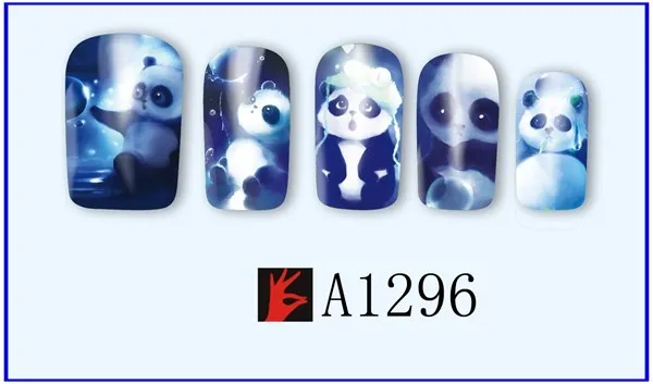 12 упак./лот переводка NAIL ART наклейки на ногти татуировки слайдера полное покрытие оленя собаки, кролика, панды, с рисунком пуделя для A1285-1296