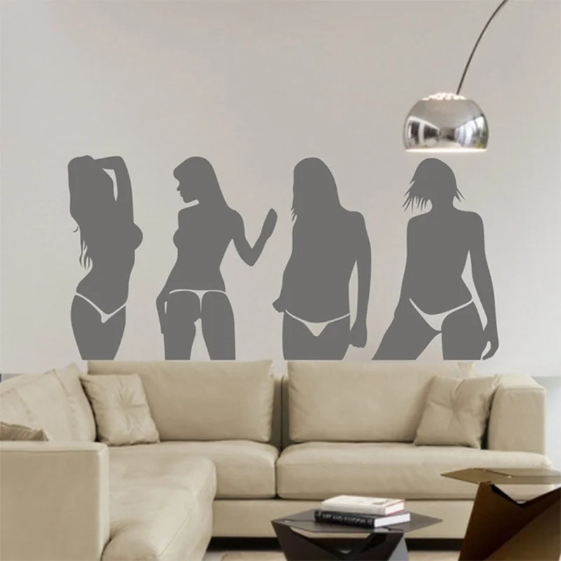 Free Shipping Bar Pab KTV Snooker Room Shop Store Hot Sexy Girl Lady Wall Art Stickers Decal Home Decoration Mural Removable