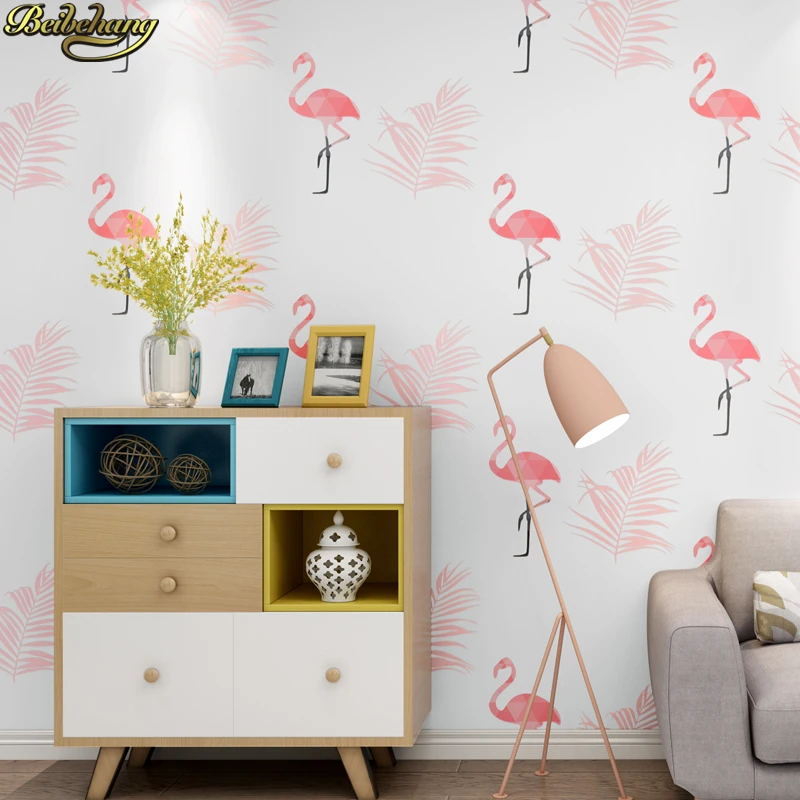 beibehang papel de parede Nordic style flamingo wallpaper bedroom 3d background wall papers home decor papier peint mural | Обустройство