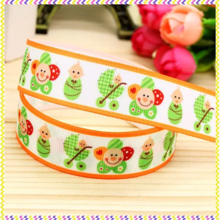 

7/8inch Free Shipping Baby Printed Grosgrain Ribbon Material Headwear Party Decoration Diy Wholesale OEM 22mm P4248