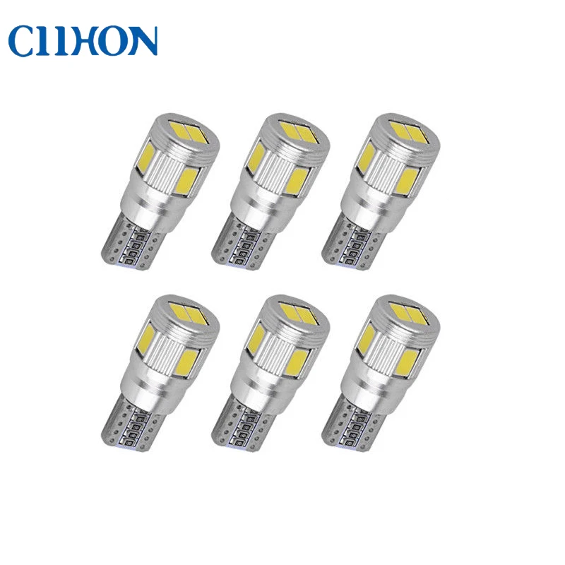

Ciihon 6pcs T10 LED Bulb W5W LED Lamp Car Interior Lighting Super Bright 3W 6 LED 5630 SMD 194 168 12V 6000K White License Plate