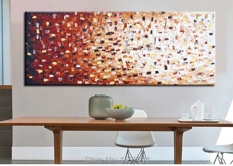 Hand-painted oil painting palette knife green flower wall of modern abstract art canvas decorate the living room 2 | Дом и сад