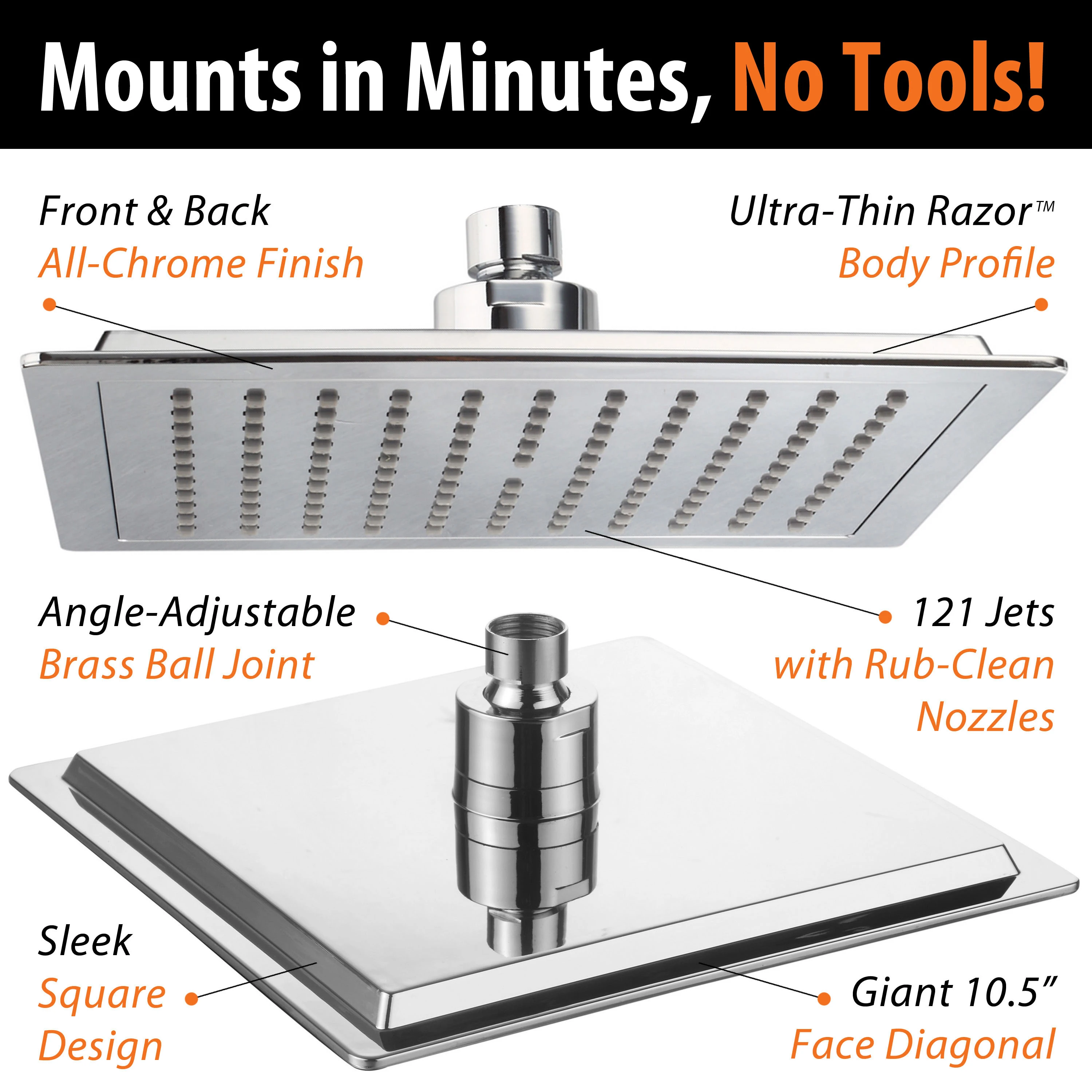 Центра 9 дюймовый Квадратный Дождь Насадки для душа и Бесплатная 11 дюймов Твердая