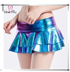 Блестящая женская мини-юбка карандаш из искусственной кожи золотого и серебряного цвета с голографическим принтом; женские юбки из искусственной кожи; вечерние Клубные уличные юбки; Повседневная летняя одежда
