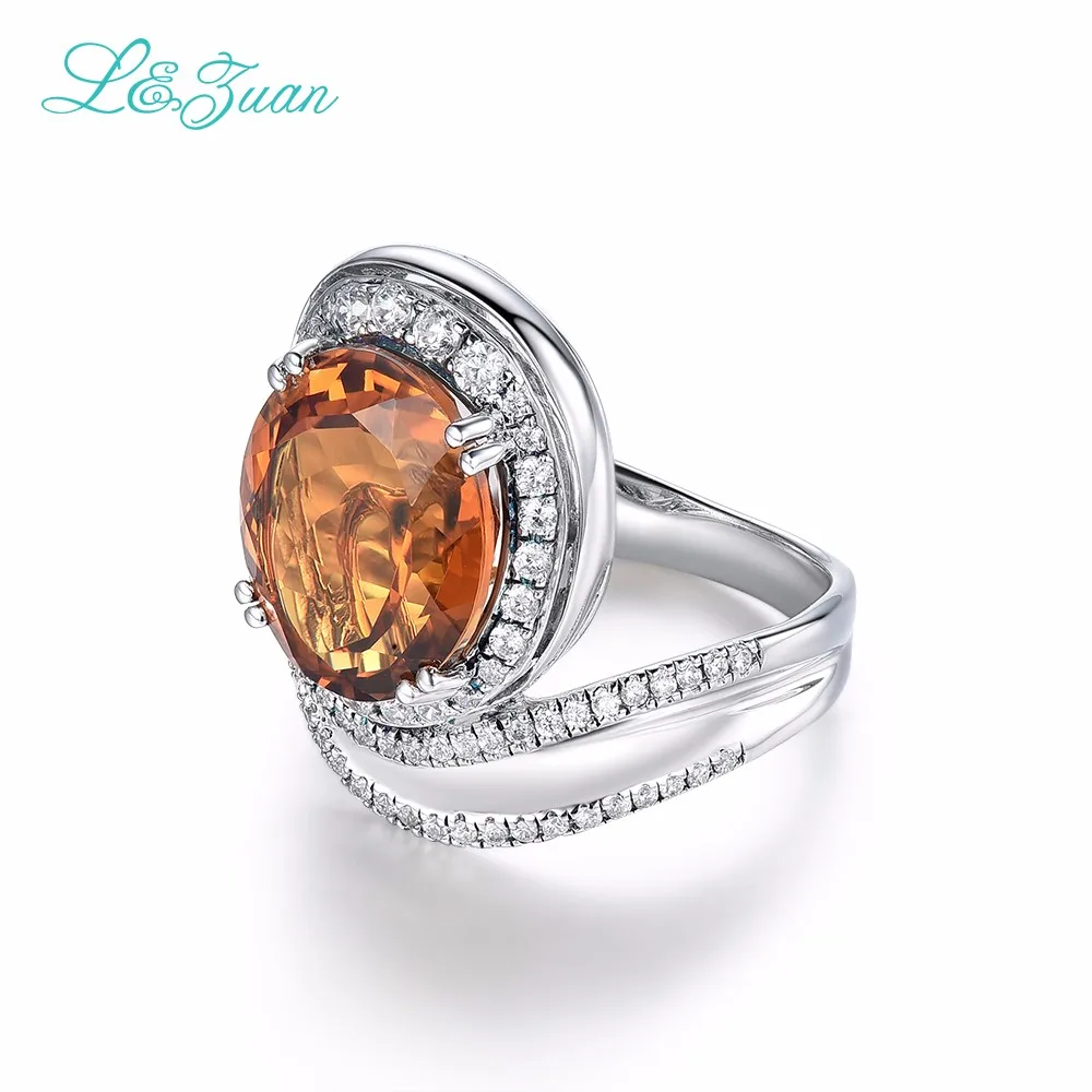 L& zuan, 925 пробы, серебряное, натуральное, 6.945ct, императорское, желтое, цитрин, зубчатое, Установочное кольцо для женщин, высший класс, драгоценный камень, коктейльное кольцо