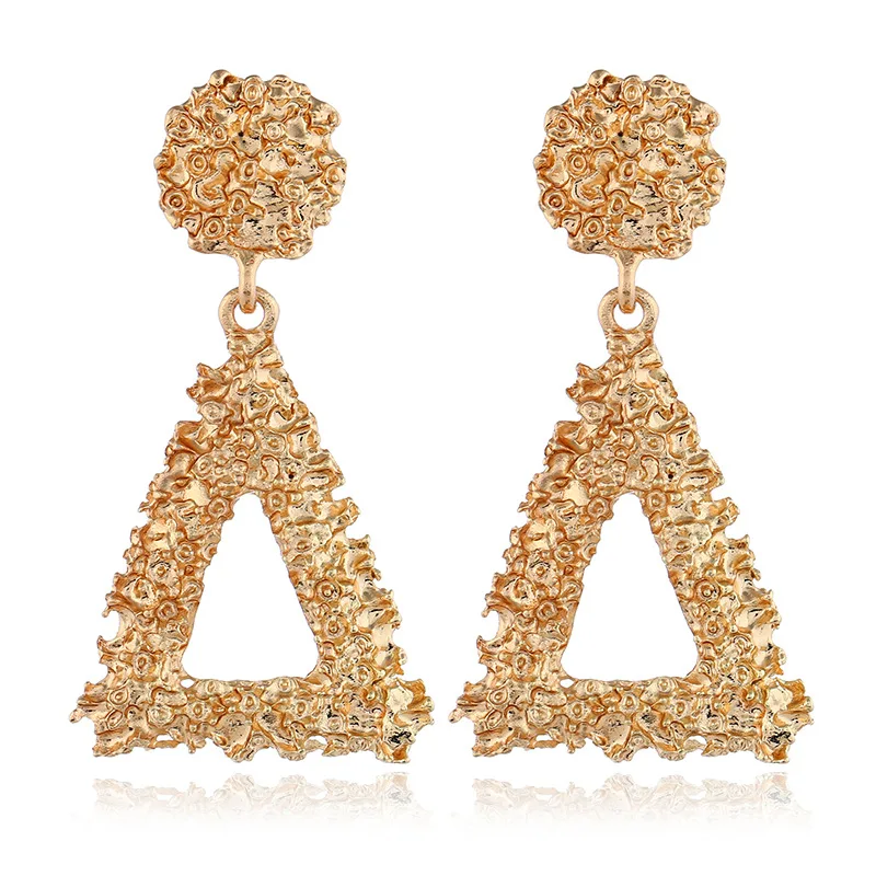 Элегантные большие винтажные металлические Висячие серьги для женщин золотого и