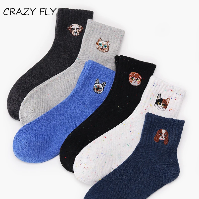 Новинка японские счастливые носки CRAZY FLY толстые хлопковые с двойной иглой и
