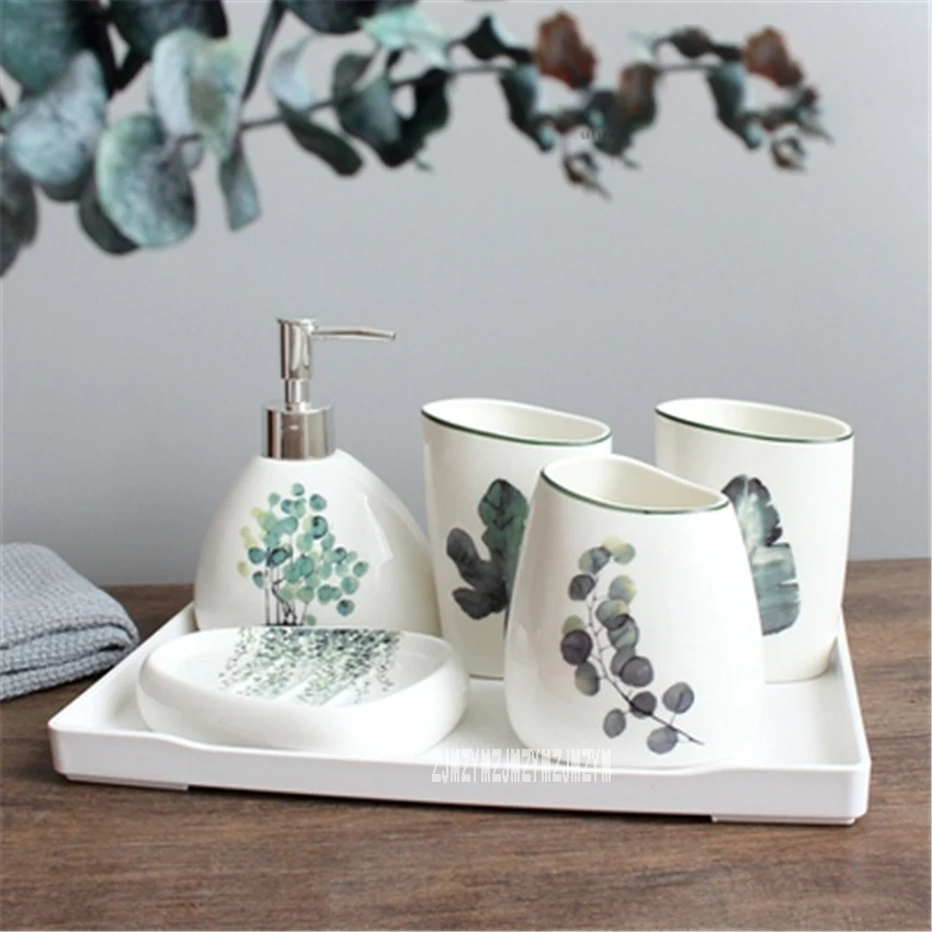 

Wedding Washing Suit Ceramic Bathroom Set Supply Accessory Six-Piece Kit Lotion Bottle/Toothbrush Cup/Tooth Mug/Soap Dish/Tray
