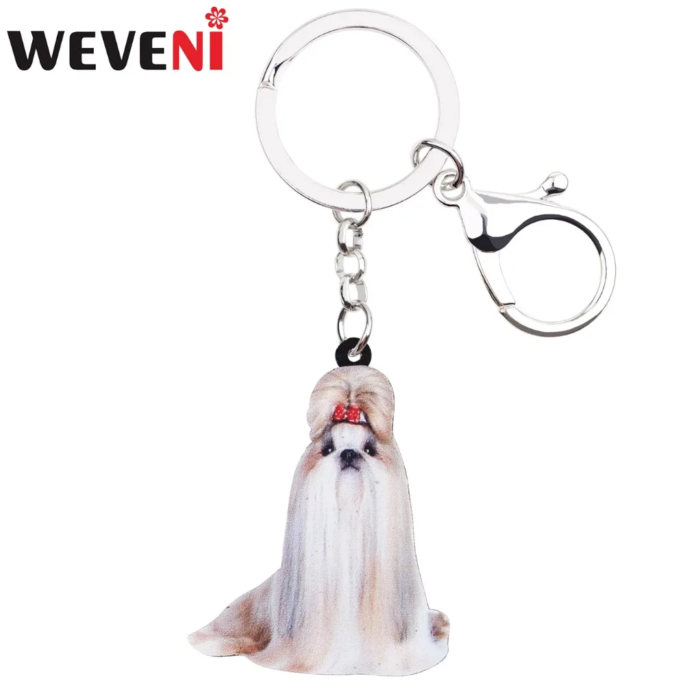 WEVENI акриловые в стиле аниме китайские цепочки для ключей собак Shih Tzu новинка