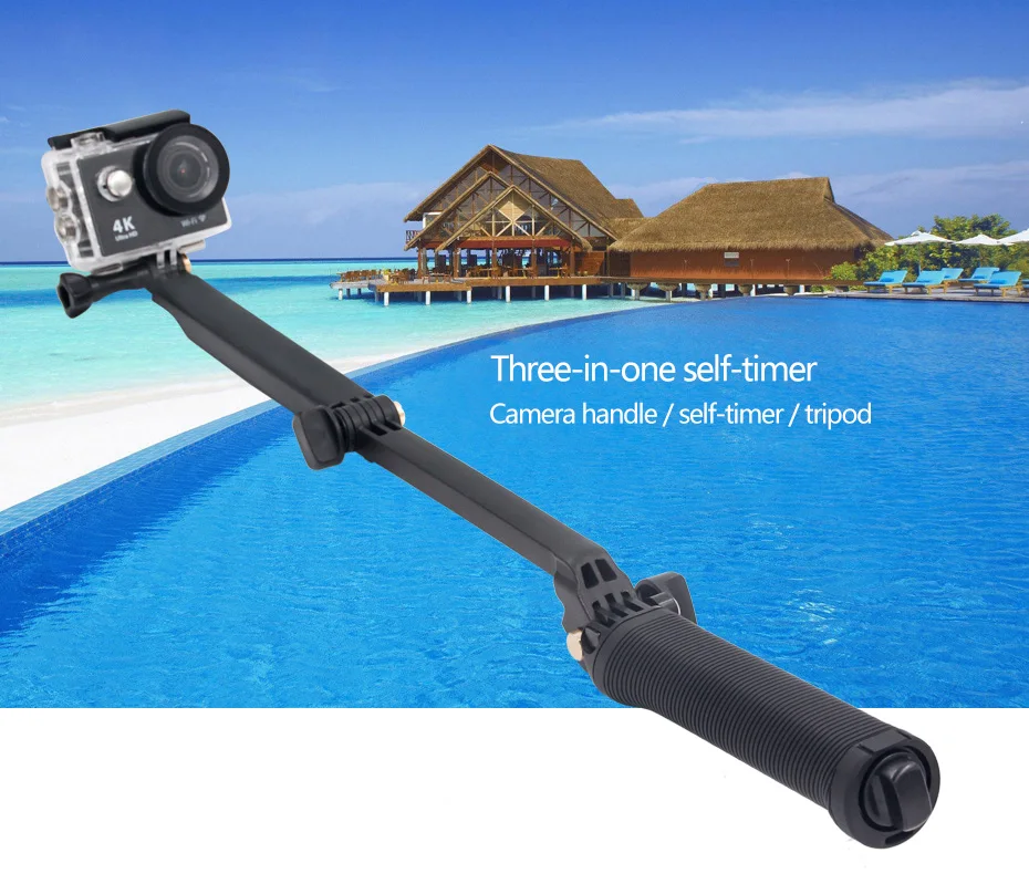 3 Way сцепление Водонепроницаемый монопод Штатив для экшн-Камеры GoPro Hero 6 5 7 4 черный, серебристый цвет Session Sjcam Sj7 Yi 4K экшн Камера палка для селфи для спортивной экшн-камеры Go Pro
