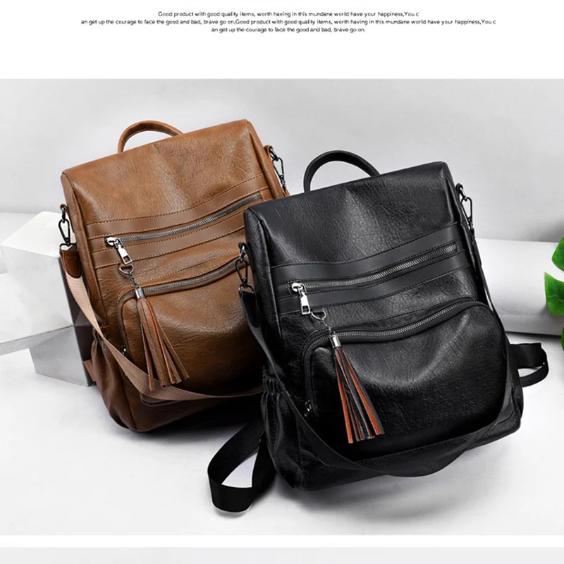 Осенне зимний новый женский рюкзак с кисточками противоугонная сумка на плечо