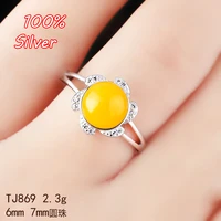 sterling silver color 925 white gold 6 7mm cabochon sun rings for amber opal agate turquoise fine jewelry wholesale