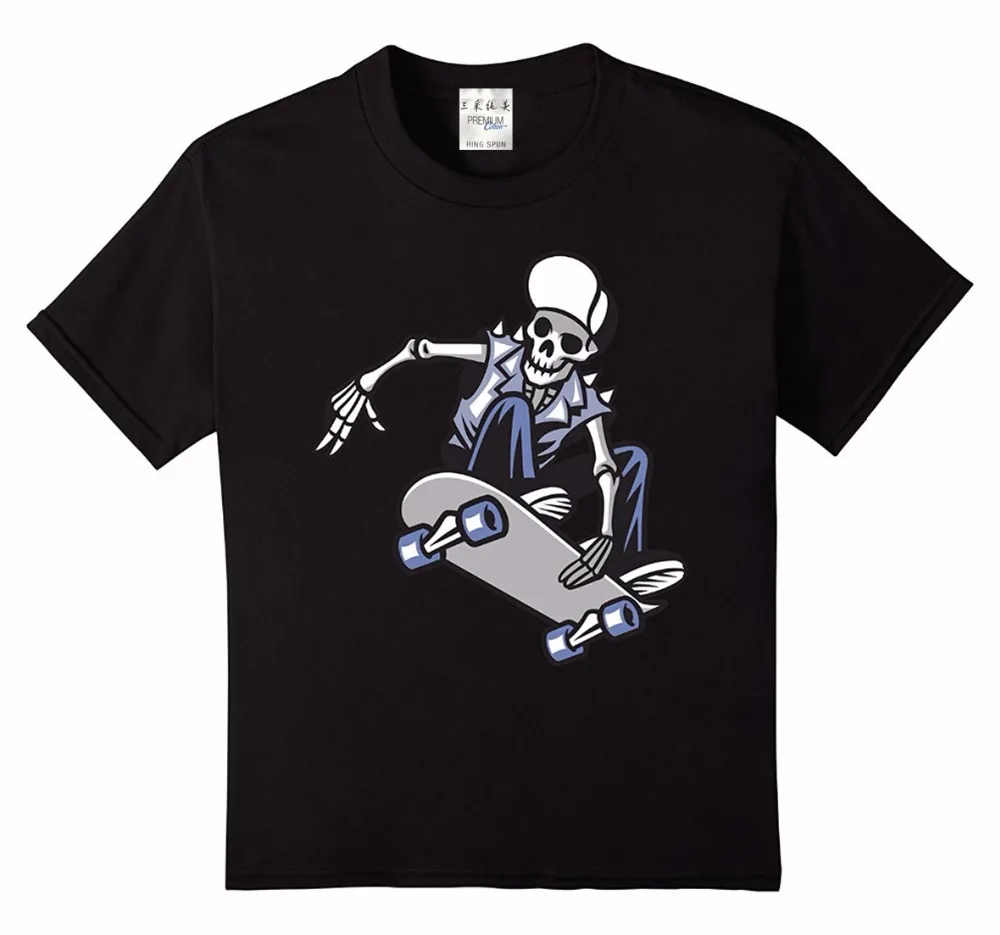 2019 горячая Распродажа 100% хлопок черепа панк кататься на скейтборде Футболка с