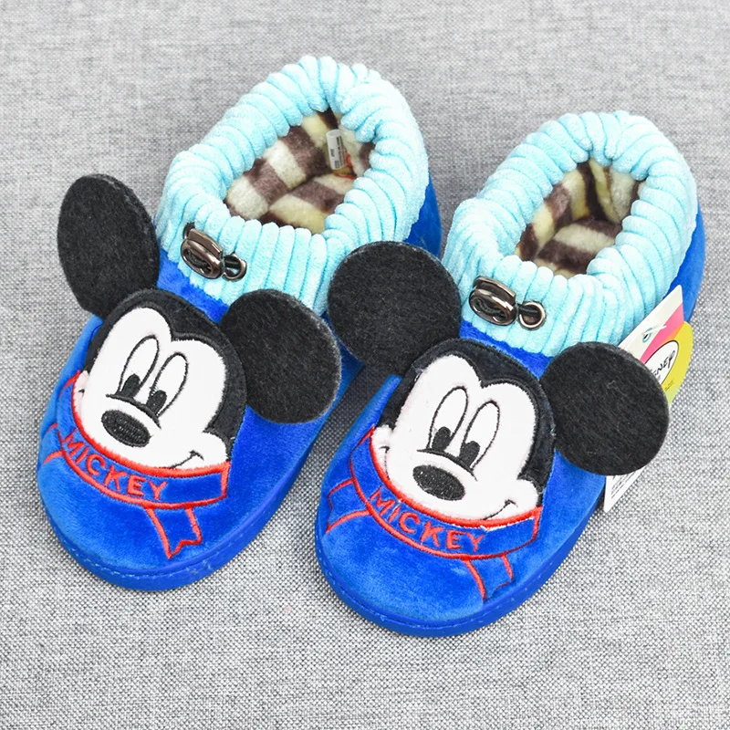 Детские хлопковые тапочки Disney домашние теплые толстые Нескользящие с милым