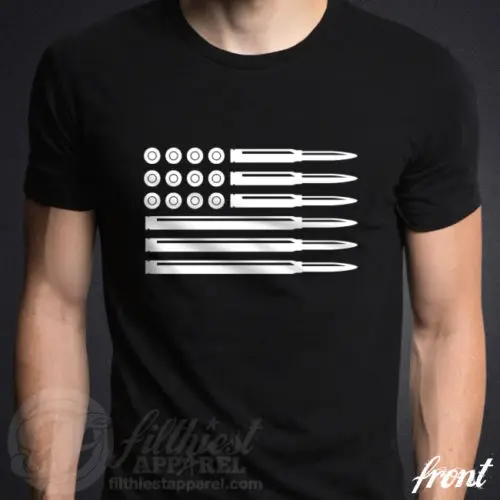 Bullets American Flag T-Shirt Usa Pro Gun Rights Infidel Nra Patriotic 2A Murica Homme 2019 New Sleeve Harajuku Tops Band Shirts