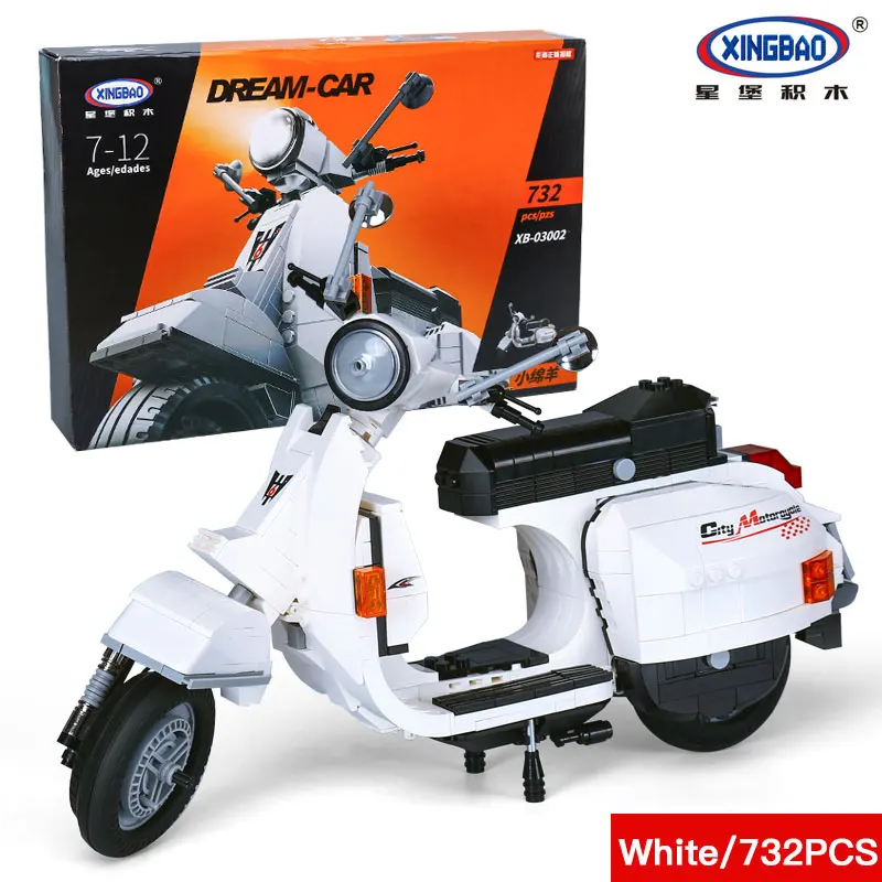 XingBao 03002 Lepins Подлинная творческая техника Классическая серия Vespa P200 Moto