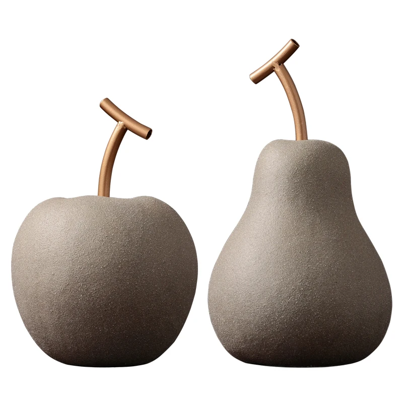 

Ceramic Apple pear Figurine modern minimalist creative fruit ornaments Christmas Birthday Gift Home Office Crafts tabletop Decor