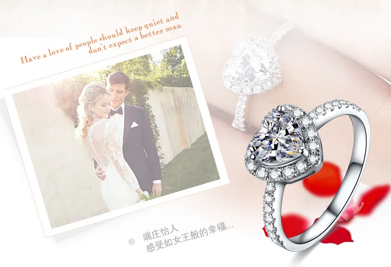90% Off ! YINHED Romantic Heart CZ Diamant Engagement Ring 925 Sterling Silver Wedding Rings for Women Gift Promise ZR229 |