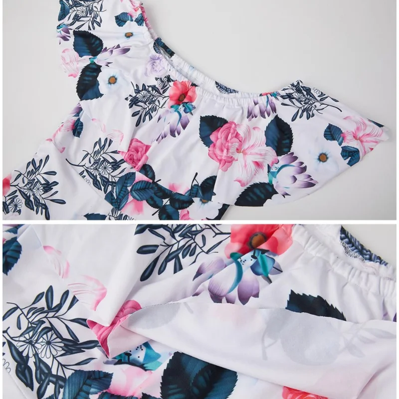 

Floral Print Sexy Slash Neck Ruffles Slim Sleeveless Short Jumpsuits Sashes Off the Shoulder Playsuit Rompers Womens Jumpsuit