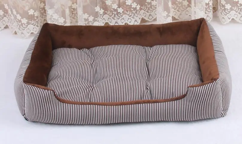 brown Fine joy, кровати для собак, диваны, съемная подушка, мягкий флис, полипропилен, хлопок, питомник для собак, домик в полоску, кровати, коврики, 4 сезона, использование - Цвет: brown