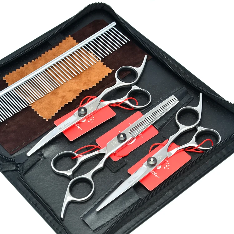 Meisha 6 inch Professional Pet Grooming Scissors Set for Hairdressing Dog Cutting Thinning Curved Shears Puppy Cliper HB0022