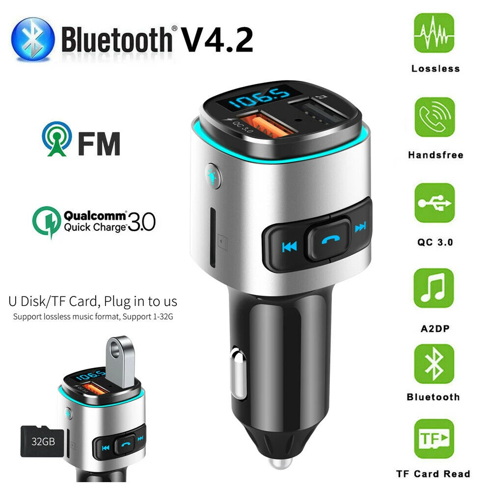 

Автомобильное зарядное устройство, автомобильный FM-передатчик, Bluetooth, гарнитура 4,2, Bluetooth, автомобильный FM-передатчик, Mp3 плеер, телефон с mp3-п...