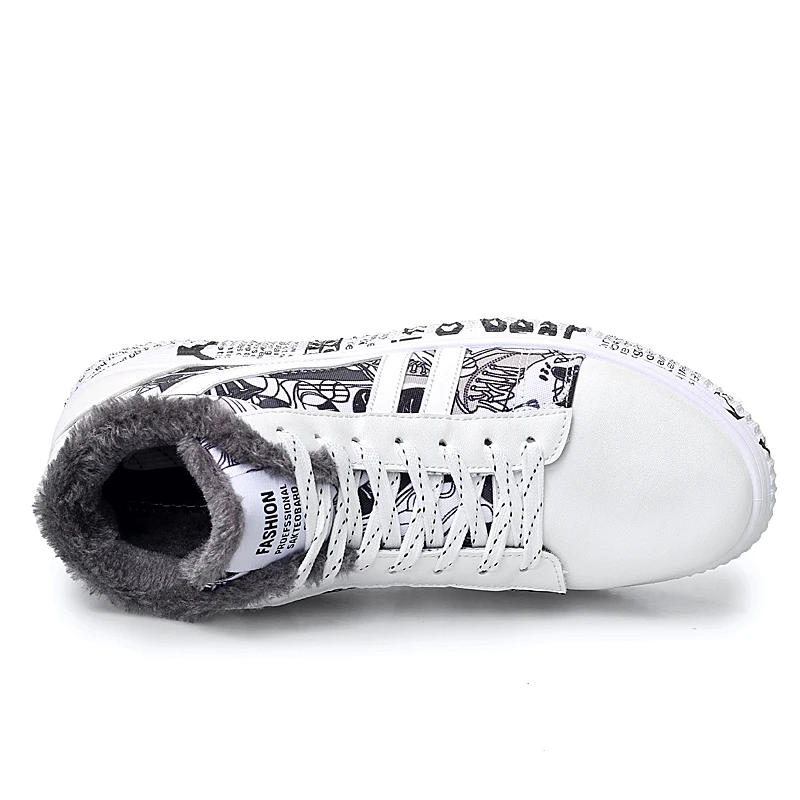 Женская обувь полотняная черный белый цвет плюшевая теплая на резиновой подошве