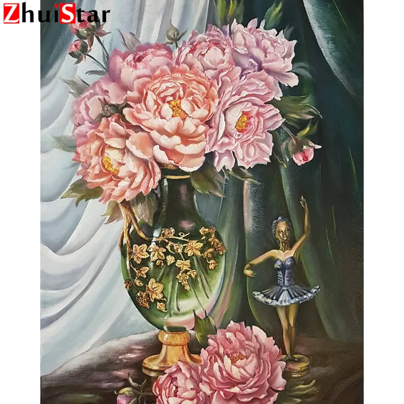 Полностью Квадратный бриллиант 5D картина цветок вышивка продажи ваза-Мозаика