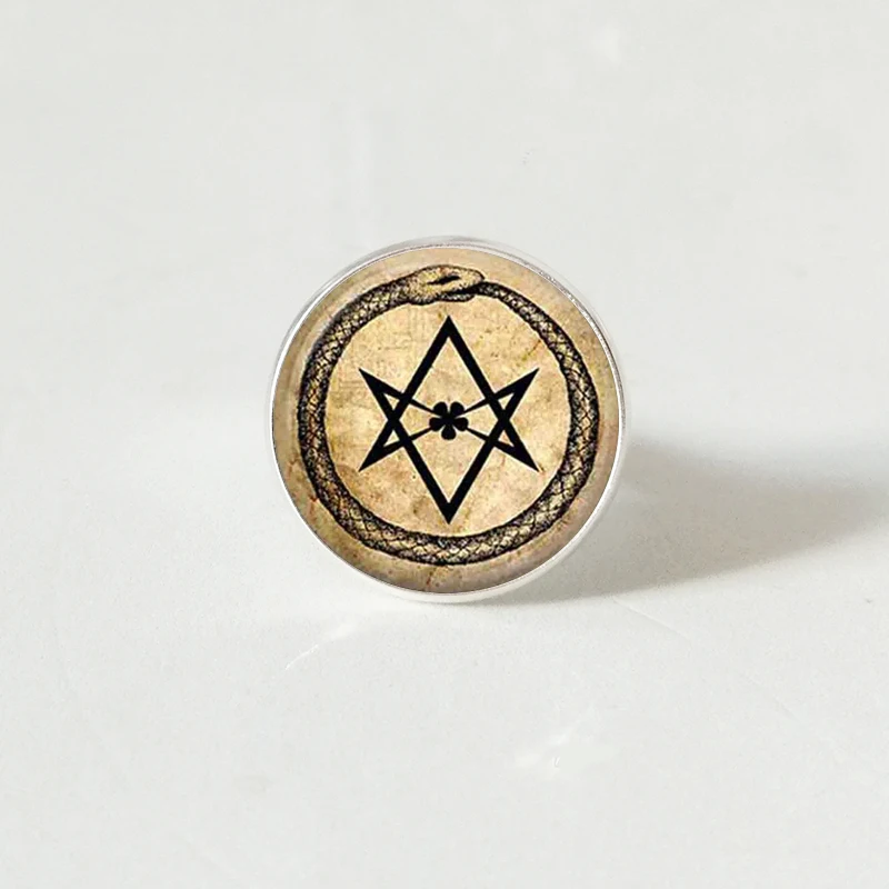 Художественное стеклянное кольцо ouroboros гексаграмма змея оккультная Волшебная