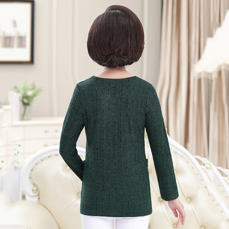 Футболка с длинными рукавами пуловер для женщин весна новинка среднего возраста