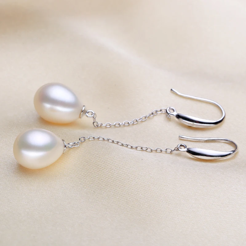 Classical Elegant Women long Earrings Freshwater Pearl 925 sterling silver Wedding Bridal Jewelry with Gift Box | Украшения и