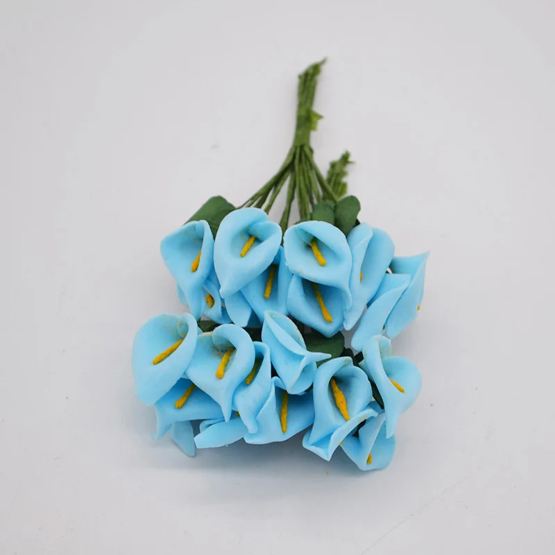 blue 36 шт. мини PE Calla Lily искусственный цветок букет многоцветная Роза свадебное украшение цветок искусственные цветы для скрапбукинга - Цвет: blue