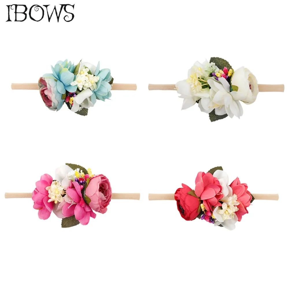 

Аксессуары для волос Искусственные цветы Детская повязка на голову эластичные нейлоновые повязки для волос для девочек модные головные уб...