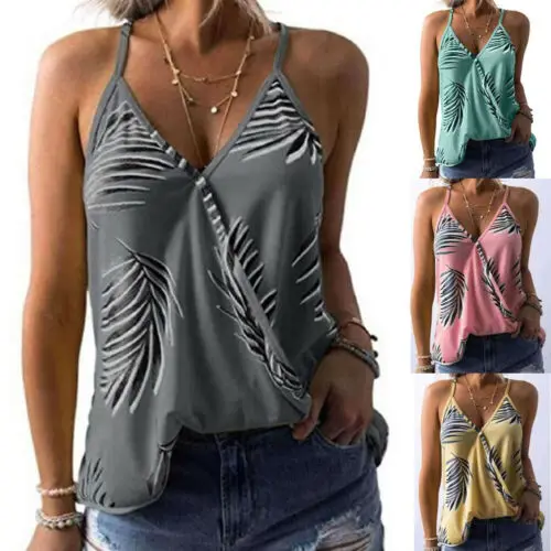 Женская свободная майка без рукавов с V-образным вырезом модная Повседневная